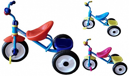 Фото LH513 Велосипед трехколесный, колеса с шинами из EVA 10' и 8', корзинка в задней части, цвета в асс