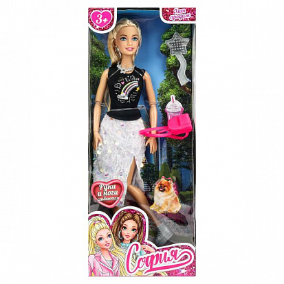 Фото товара 66001-C70-S-BB Кукла 29см София, руки и ноги сгиб., акс, кор КАРАПУЗ