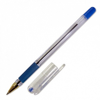 Фото Ручка шариковая PIANO "GOLD", 0,5мм, прозрачный корпус, резиновый держатель, синяя (50/1200) (PT-205