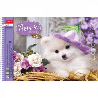 004142 Альбом для рисования ХАТБЕР А4 24 листов "ЛЮБИМЦЫ", перфорация на отрыв, гребень (5/35) (24А4 фото