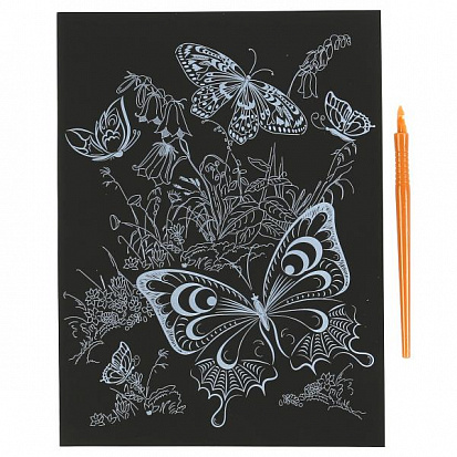 Фото 100SCRATCHART-CLR-BUTTERFLY Гравюра 18*24 см бабочки, цветная MultiArt
