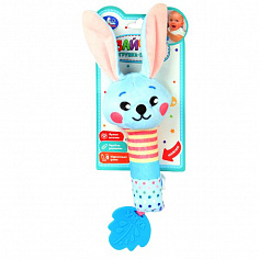 UM-BUN-24 Текстильная игрушка погремушка - пищалка, зайчик на блист. Умка