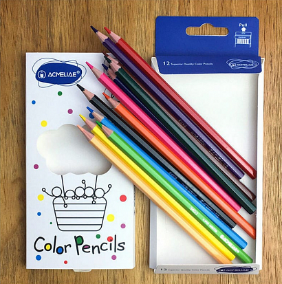 Фото Набор цветных карандашей ACMELIAE шестигранные 12цв. в картонном футляре (9403-12) (1/12/144)