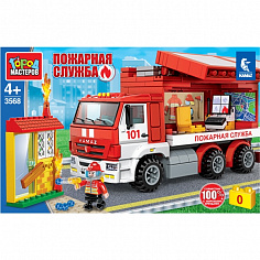 3568-KK Конструктор "Город мастеров" камаз мобильный штаб пожарных, 151дет. в русс. кор.