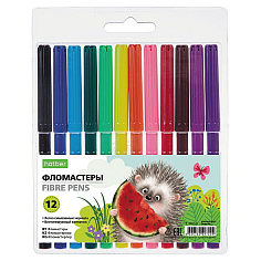 Х-FP_080547 Фломастеры 12 цв. "ECO" -Хорошо быть ежиком- в блистере с европодвесом