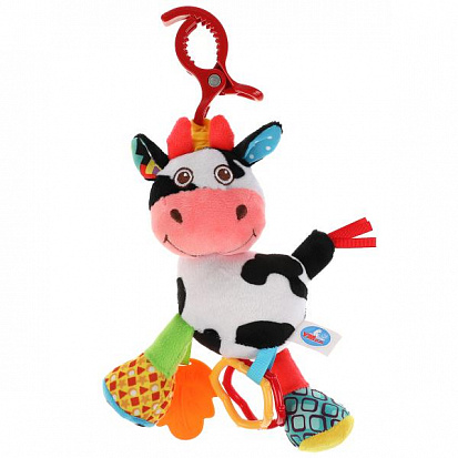Фото RV-C3 Текстильная игрушка погремушка корова подвеска с вибрацией на блистере Умка