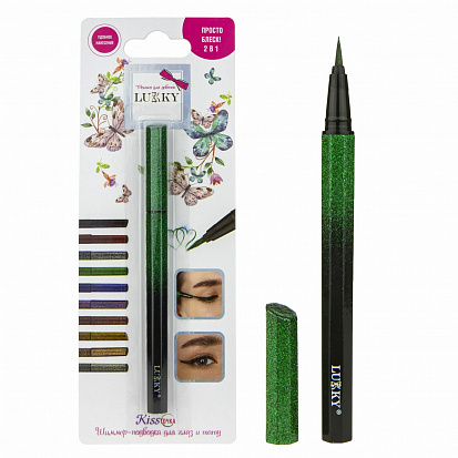 Фото товара 1toy Т18951 Lukky KissТочка шиммер-подводка д.глаз и тату 2-в-1,цвет: зелёный,блистер 