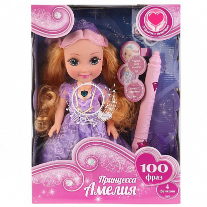 Фото AM68188B-RU Кукла озвученная тм "карапуз" 36см, 100 фраз, принцесса амелия с аксесс д/окрашивания во
