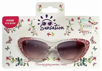 Фото товара Т22474 Lukky Fashion Солнцезащитные очки д.детей "Звездное мерцание",розовый градиент,карта,пакет (1