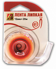 Скотч канцелярский ЛУЧ, в диспенсере,12 мм*20 м, с пластмассовым ножом, прозрачный (1/96)