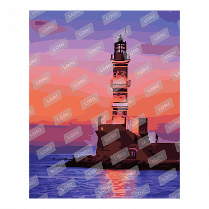 Фото Кпн-252 Картина по номерам на картоне 40*50 см "Вечерний маяк"