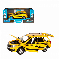 1251204JB ТМ "Автопанорама" машинка металл., LADA GRANTA CROSS "ТАКСИ", желтый, масштаб 1:24, открыв
