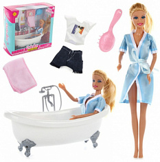 8444a Кукла Defa Lucy. Набор: "Ванная". 1 кукла, 5 предм. в компл., кор.