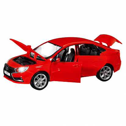 Фото 1251125JB ТМ "Автопанорама" машинка металлическая, LADA VESTA седан, масштаб 1:24, цвет красный, от