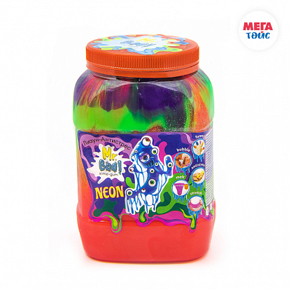Фото товара ФФ80051 Лизун-антисстрес ТМ Mr.Boo Neon в банке 1150 г. (6 банок)