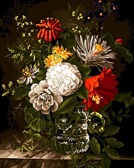 LORI Рх-058 Картина по номерам холст на подрамнике 40*50см "Цветы в граненой хрустальной вазе"