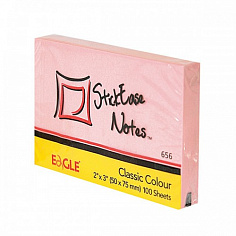 !!!Блок бумаги для заметок EAGLE, с липким слоем, 51х75мм/100л., розовый, пастель (50/300) (656/роз)