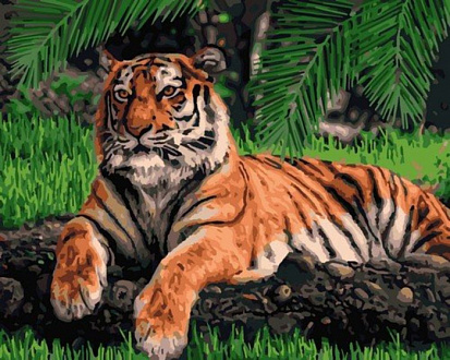 Фото LORI Кпн-231 Картина по номерам на картоне 40*50 см "Грациозный тигр"