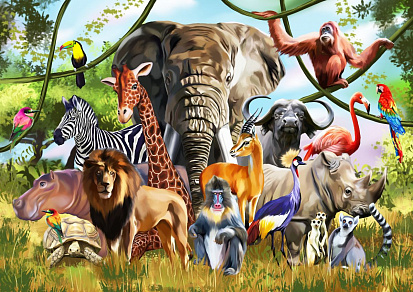 Фото товара MPZCAN20-M Collection ANIMALS. Животные Африки.200 деталей. Размер 20,5 х 29см. Средний размер детал
