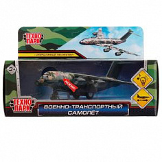 1869735-R Модель металл свет-звук ВОЕННО-ТРАНСПОРТНЫЙ САМОЛЕТ 21см, кор. Технопарк