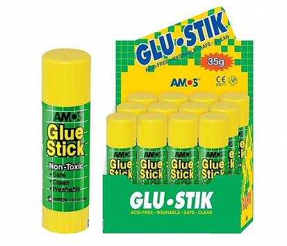 Фото GSW35 Клей-карандаш AMOS "GLUE STIK", 35 гр. (12/360) (GSW35) (929220)