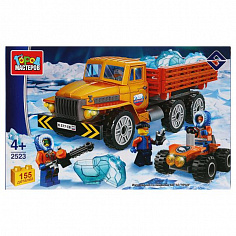 KK-2523-R Конструктор "город мастеров" арктика: урал бортовой, с фигурками, 155 дет. в русс. кор.