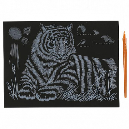 Фото 100SCRATCHART-GOLD-TIGER Гравюра 18*24 см тигр, золотая MultiArt