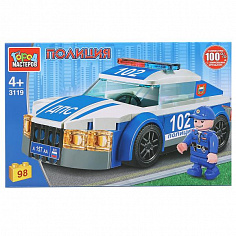 3119-BL Конструктор "полицейская машина", с фигуркой, 98дет. в русс. кор. Город мастеров