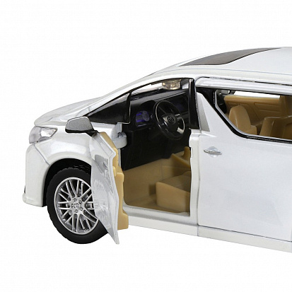 Фото 1251333JB ТМ "Автопанорама" Машинка металл. 1:29 Toyota Alphard, белый, откр. передние двери, свет, 