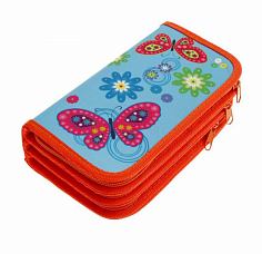 Пенал ПЧЕЛКА "БАБОЧКИНА ГОЛУБОМ" 190*105 мм, 3 секции (ПО-411 БАБОЧКИ НА ГОЛУБОМ 2018)