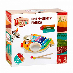 76810 Музыкальный центр "Рыбка" 3в1: ксилофон, барабан, тарелка