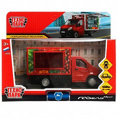 NEXTSHOP-15-FRU Машина металл ГАЗЕЛЬ NEXT ФРУКТЫ 14 см, двер, прилав, инерц, красный, кор. Технопарк