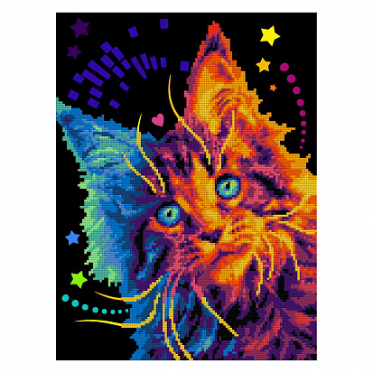 LORI Ам-018 Алмазная мозаика 30*40 см (частичное заполнение) "Разноцветный мейнкун" фото