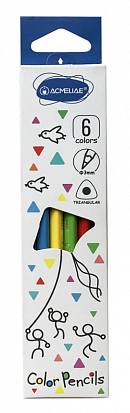Фото Набор цветных карандашей ACMELIAE трехгранные, 6цв. в картонном футляре (9402-06) (1/24/192)