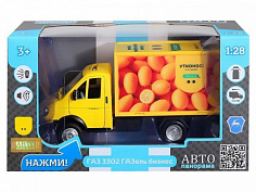 1251471JB Машинка металл., ГАЗель-бизнес Утконос "Кумкват", цвет желтый, масштаб 1:28, открываются д