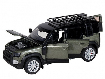 Фото 1251468JB Машинка металл. 1:32 Land Rover Defender 110, зеленый, откр.4 двери, капот, багажник, свет
