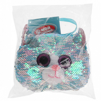 Фото CT-AD201502-18A Мягкая игрушка сумочка в виде кошки 18см , в пак МОЙ ПИТОМЕЦ
