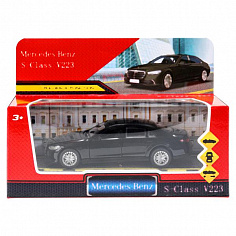 SCLASS-13-BK Машина металл MERCEDES-BENZ s-class v223 12 см, двери,багаж,инер,черный,кор. Технопарк