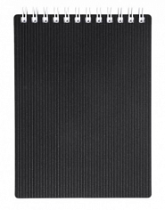 Х-80Б7В1гр_01601 Блокнот А7 80л # VELVET черный, пластик. обл., на гребне Hatber