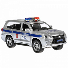 LX570-P-SL Машина металл свет-звук "LEXUS LX-570 ПОЛИЦИЯ"12см, откр. двери, инерц.в кор. Технопарк