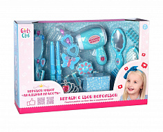IT106425 Набор "Модница "Girl's club" в наборе: 21 предмет, музыкальный фен+световые эффекты, в/к 36