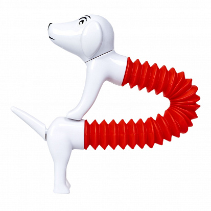 Фото ВВ5756 Игрушка-антистресс собачка трубочка Bondibon, Blister, бело-красная