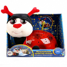 PA66963-RU МЯГКАЯ ИГРУШКА "МУЛЬТИ-ПУЛЬТИ" ПРОЕКТОР-НОЧНИК БОЖЬЯ КОРОВКА, 7 КОЛЫБЕЛЬНЫХ В КОР.