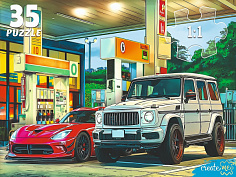 Ф35-3422 ПАЗЛЫ 35 элементов. Автомобили на заправке (арт.Ф35-3422)