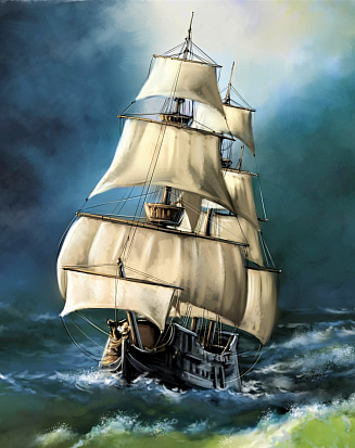 ХК-3999 Холст с красками 17х22 см по номерам (в коробке), (14цв) Корабль в бушующем море (Арт. ХК-39 фото
