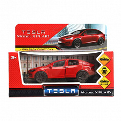 MODELX-12-RD Машина металл tesla model x plaid 12 см, двери, красн, кор. Технопарк