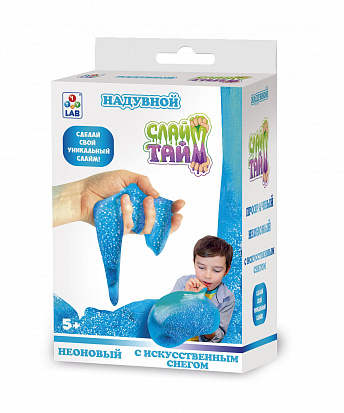 Фото товара 1toy Т17481 Слайм тайм Набор "Сделай надувной слайм. Слайм со снегом" в кор. 15,5х10,5х7 см