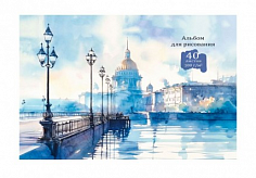 ПП-40-2100 Альбом 40л А4 НАБЕРЕЖНАЯ АКВАРЕЛЬЮ цвет.спираль