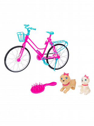 Фото IT107466 Машинка "Girl's Club", в компл. кукла, велосипед, собачки, аксесс., в/к 56*20*20,5 см