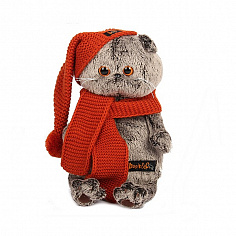 Ks25-075 Басик в вязаной шапке и шарфе 25 см